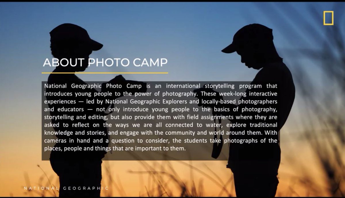 InfoNile (@infonile) on Twitter photo The <a href="/NatGeo/">National Geographic</a> Photo Camp helps to plant the seed of storytelling amongst younger people—encouraging them to tell their own stories. It empowers them to see the value in their voices and perspectives, & gives them the tools to express themselves through photography. #SciWednesdays The <a href="/NatGeo/">National Geographic</a> Photo Camp helps to plant the seed of storytelling amongst younger people—encouraging them to tell their own stories. It empowers them to see the value in their voices and perspectives, & gives them the tools to express themselves through photography. #SciWednesdays