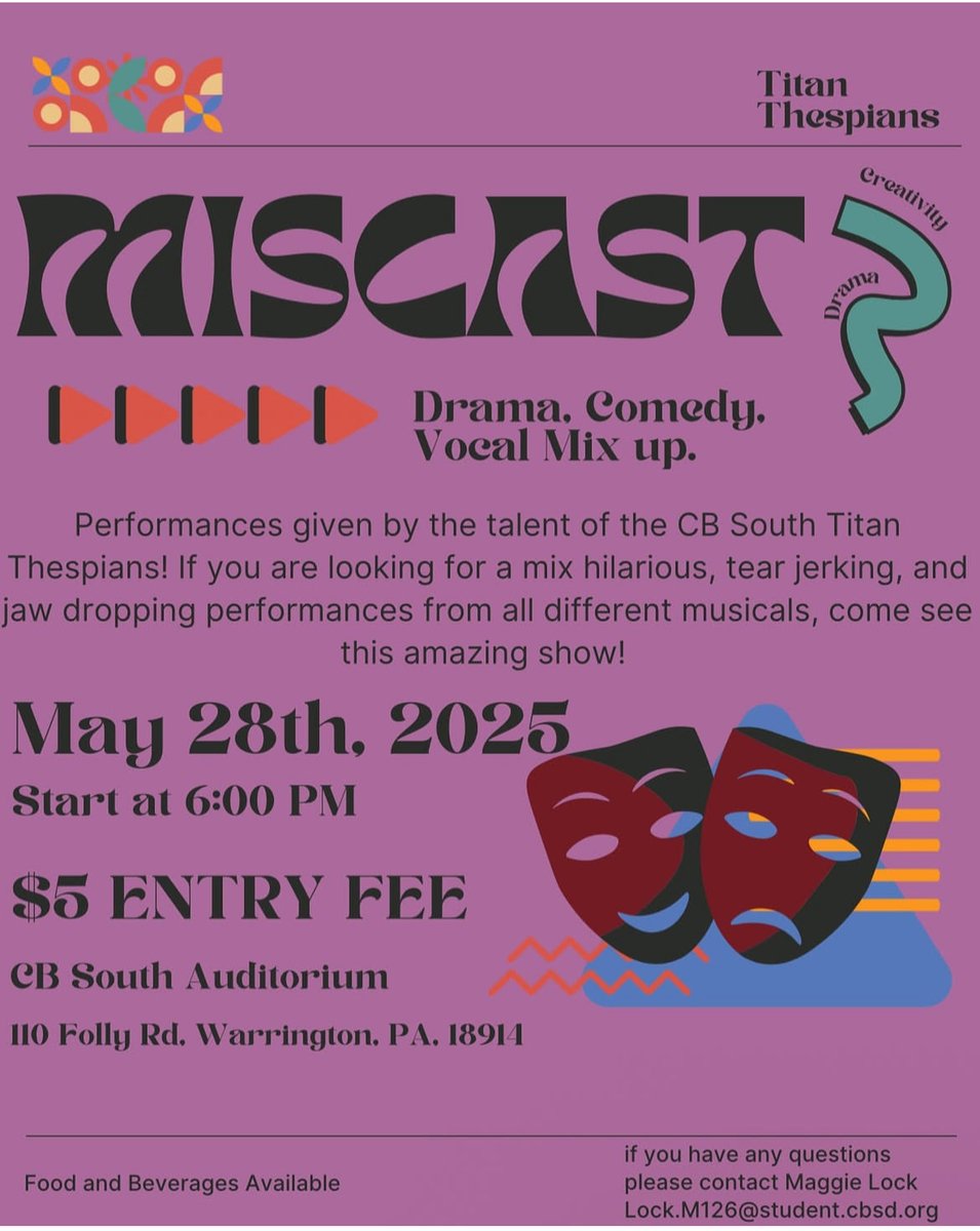 Come see <a href="/CBSouthHS/">CB South</a> Thespians in Miscast tonight!