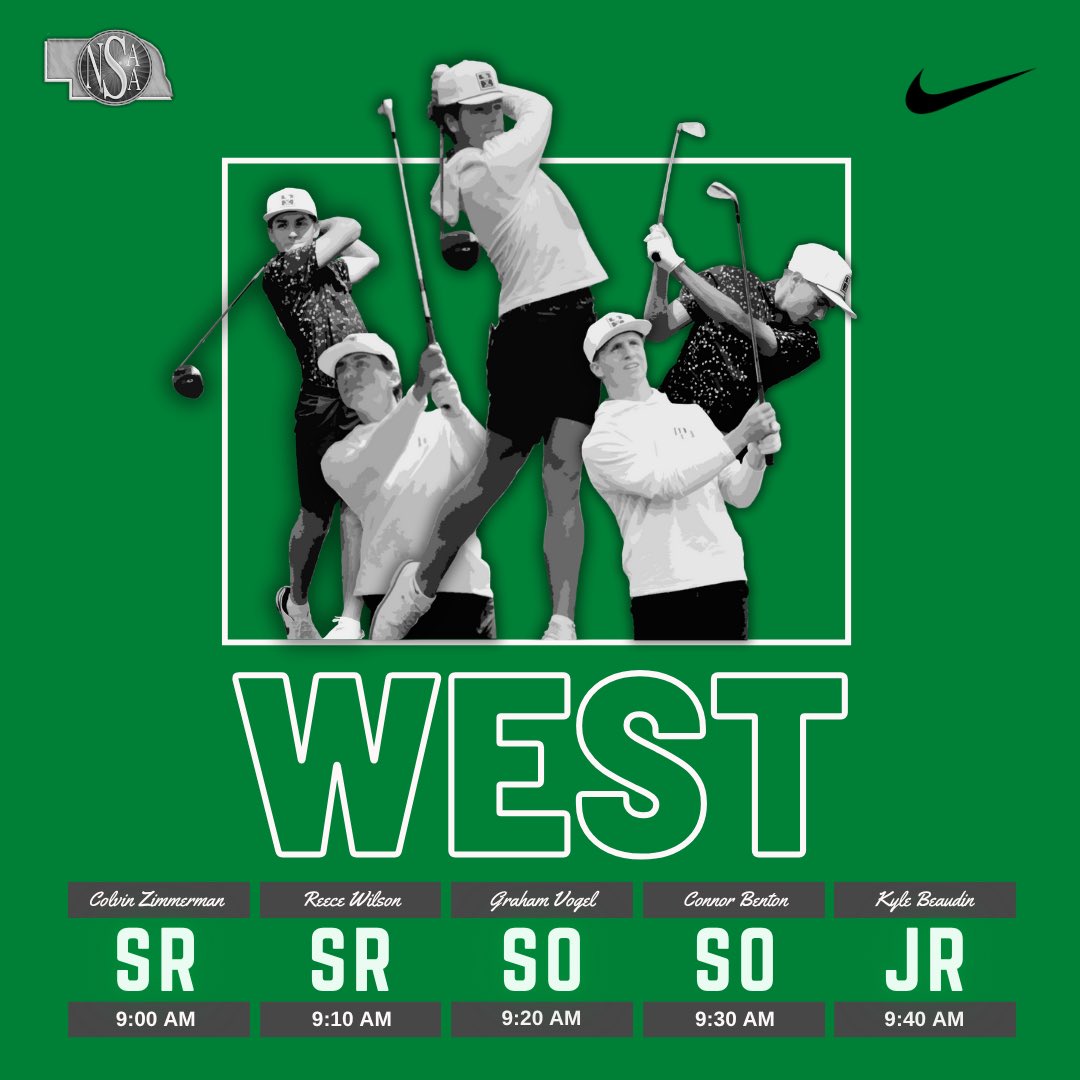 MillardWestGolf's tweet photo. 🏌️‍♂️ NSAA Class A State Tourney Day 1
📍 Kearney C.C. 
🗓️ Wednesday, May 28th
🕘 9:00 AM Tee Times 
🔗 https://t.co/aBcOUYKpC8 https://t.co/QIu1Ki8GyW