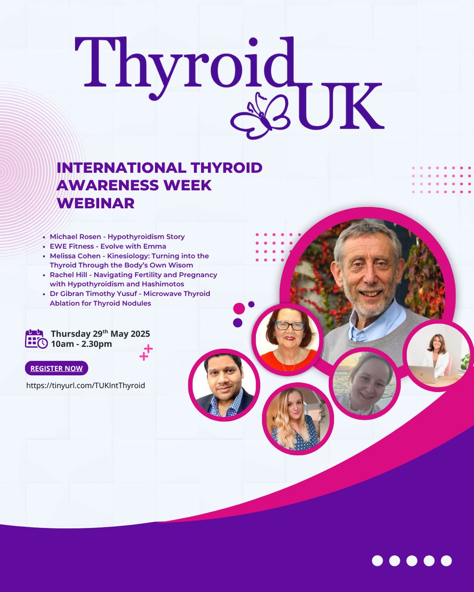 thyroiduk_org's tweet photo. Tomorrow is the day of our webinar for International Thyroid Awareness Week!  There is still time to register to join, just sign up here: https://t.co/jjMOAy8lhf https://t.co/hO4Ut4Uvxs