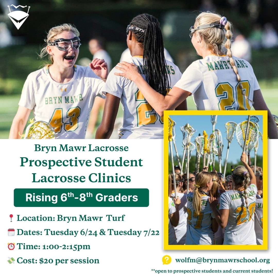 Join Bryn Mawr varsity lacrosse coach Molly Wolf this summer for two Middle School lacrosse clinics, designed for prospective students and current players looking to sharpen their skills! 

Register: forms.gle/PatWpsx7VF5ysn…

📸: Anne Stuzin, Alex Suriano