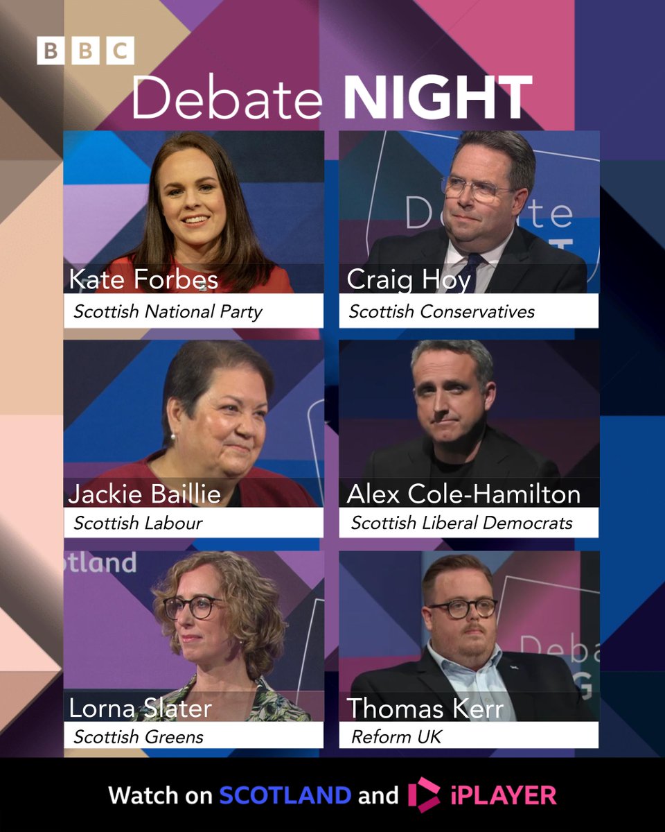 BBC Debate Night (@bbcdebatenight) on Twitter photo Tonight, <a href="/StephenJardine/">Stephen Jardine</a> will be joined by <a href="/_KateForbes/">Kate Forbes MSP</a>, <a href="/CraigWHoy1/">Craig Hoy MSP</a>, <a href="/jackiebmsp/">Jackie Baillie</a>, <a href="/agcolehamilton/">Alex Cole-Hamilton MSP🔶🇺🇦</a>, <a href="/lornaslater/">Lorna Slater</a>, and <a href="/CllrTKerr/">Cllr Thomas Kerr</a>
Join #bbcdn on Weds 28th May from Hamilton
9pm on <a href="/BBCScotland/">BBC Scotland</a> and 10:40pm on <a href="/BBCOne/">BBC One</a> Scotland
Apply to be in the audience: bbc.co.uk/send/u39873202 Tonight, <a href="/StephenJardine/">Stephen Jardine</a> will be joined by <a href="/_KateForbes/">Kate Forbes MSP</a>, <a href="/CraigWHoy1/">Craig Hoy MSP</a>, <a href="/jackiebmsp/">Jackie Baillie</a>, <a href="/agcolehamilton/">Alex Cole-Hamilton MSP🔶🇺🇦</a>, <a href="/lornaslater/">Lorna Slater</a>, and <a href="/CllrTKerr/">Cllr Thomas Kerr</a>
Join #bbcdn on Weds 28th May from Hamilton
9pm on <a href="/BBCScotland/">BBC Scotland</a> and 10:40pm on <a href="/BBCOne/">BBC One</a> Scotland
Apply to be in the audience: bbc.co.uk/send/u39873202