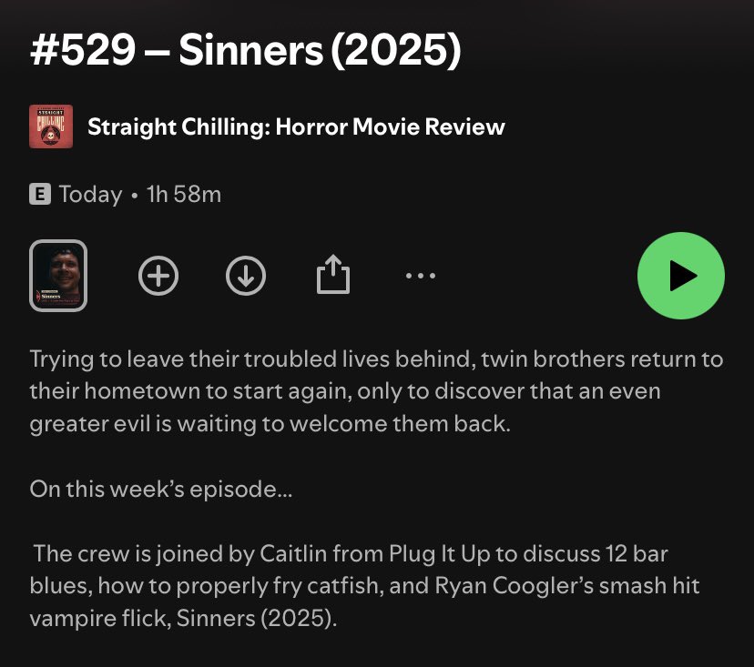 Be sure to check out the Sinners review on Straight Chilling Podcast! Thanks for having me boys. It was a blast #sinners #horror