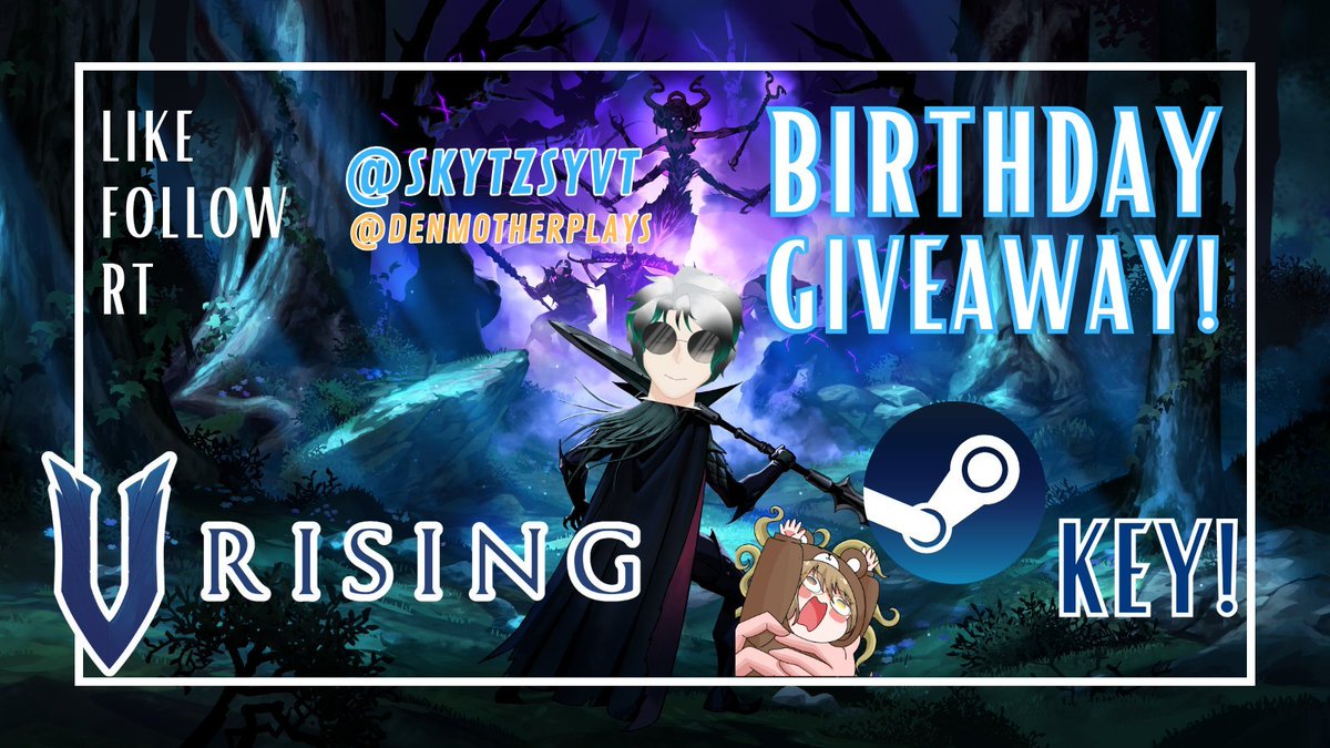 Skytzsy's tweet photo. 1ST RAFFLE FROM THE BIRHDAYTHON!
We are giving away V Rising!

❤Like &amp; Share this post 
📷Follow @Skytzsy and @denmotherplays 
Bonus entries on by following both of us on Twitch

Raffles ends on June 18, 2025
#giveaway #vrising https://t.co/2aZUtgjFTL