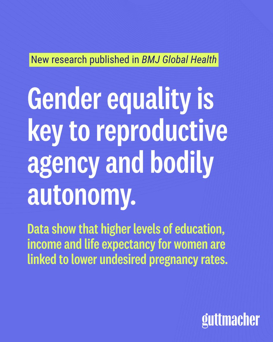 Guttmacher Institute (@guttmacher) on Twitter photo #May28 is International Day of Action for Womenās Health: Our new research shows that where women have greater education and income, undesired pregnancy rates are lower.
Learn more in our article <a href="/GlobalHealthBMJ/">BMJ Global Health</a>: gu.tt/4jU4wfL #May28 is International Day of Action for Womenās Health: Our new research shows that where women have greater education and income, undesired pregnancy rates are lower.
Learn more in our article <a href="/GlobalHealthBMJ/">BMJ Global Health</a>: gu.tt/4jU4wfL
