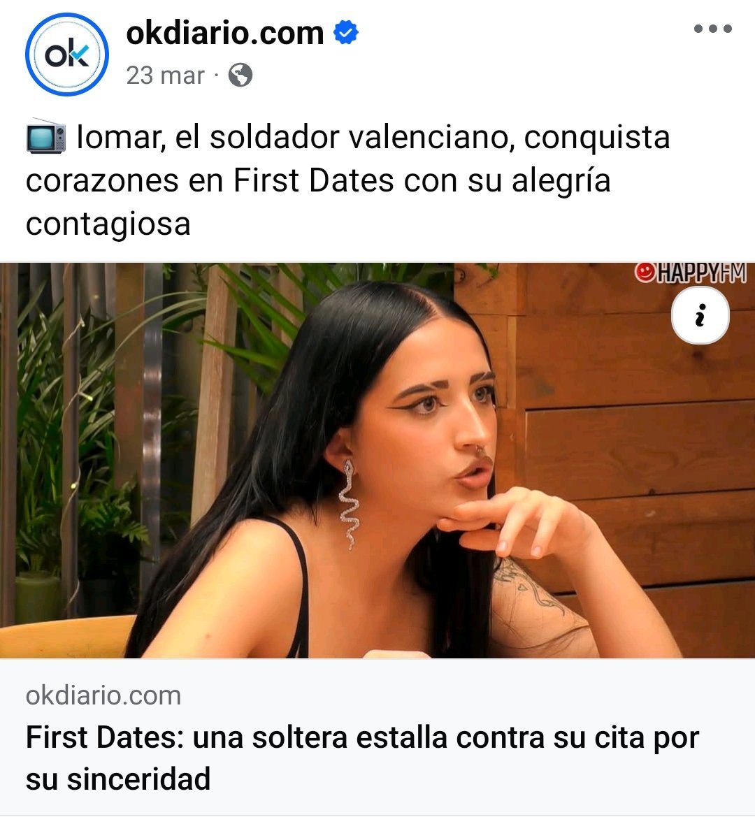 Pensaba que la publicación de OkDiario era falsa, pero es verdad, blanqueó al franquista que fue a first dates diciendo que conquistó a los espectadores por su alegría contagiosa y que su cita le rechazó por su sinceridad.
facebook.com/okdiario/posts…