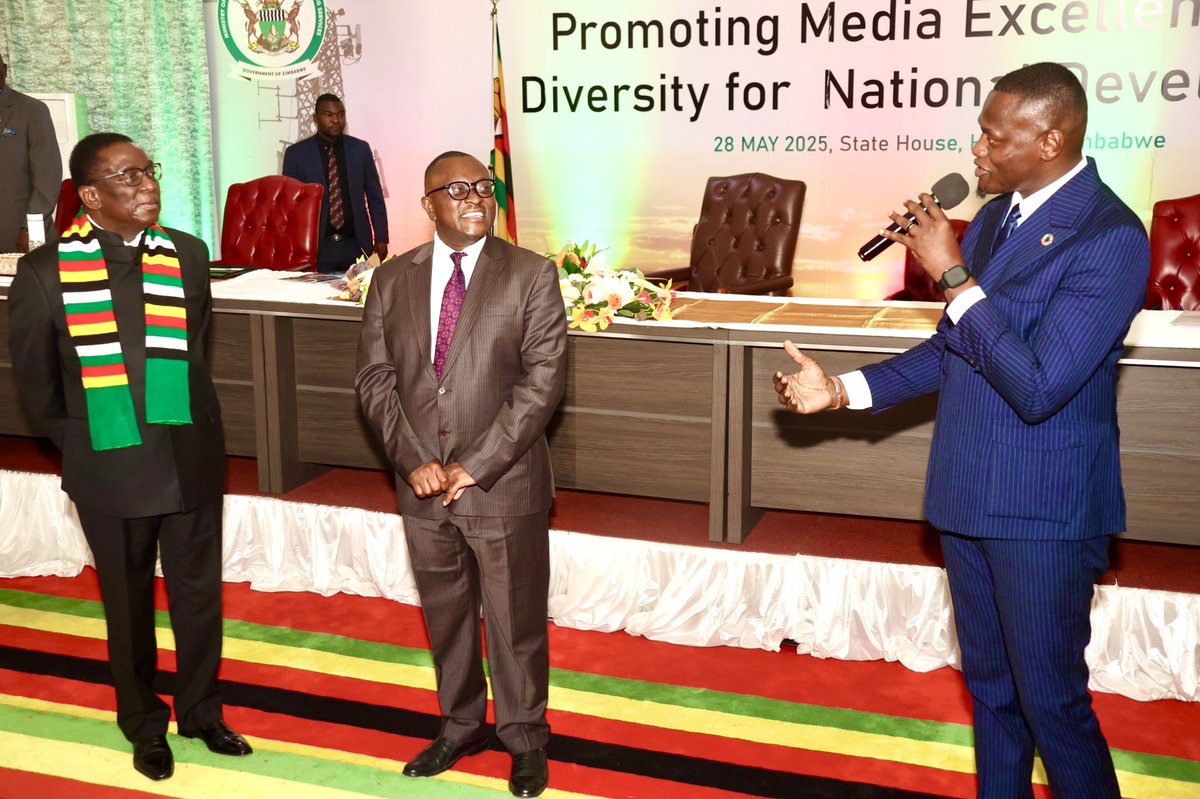 chiefkoti's tweet image. #WhileAtWork It was an absolute privilege to have been the MC for the historic launch of Zimbabwe’s Media Policy, presided over by His Excellency @edmnangagwa. 

A powerful nation must first own its narrative. 

This isn’t merely about communication; it’s about building a…