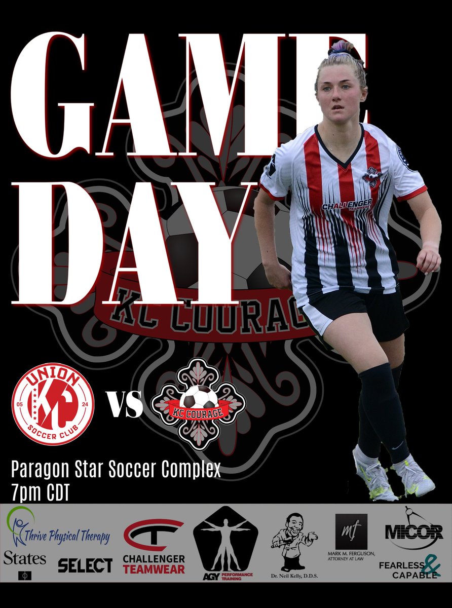 It’s GAME DAY!! 
 
⚽️KC Courage vs Union KC
⏰7:00pm
🏟Paragon Star Soccer Complex
