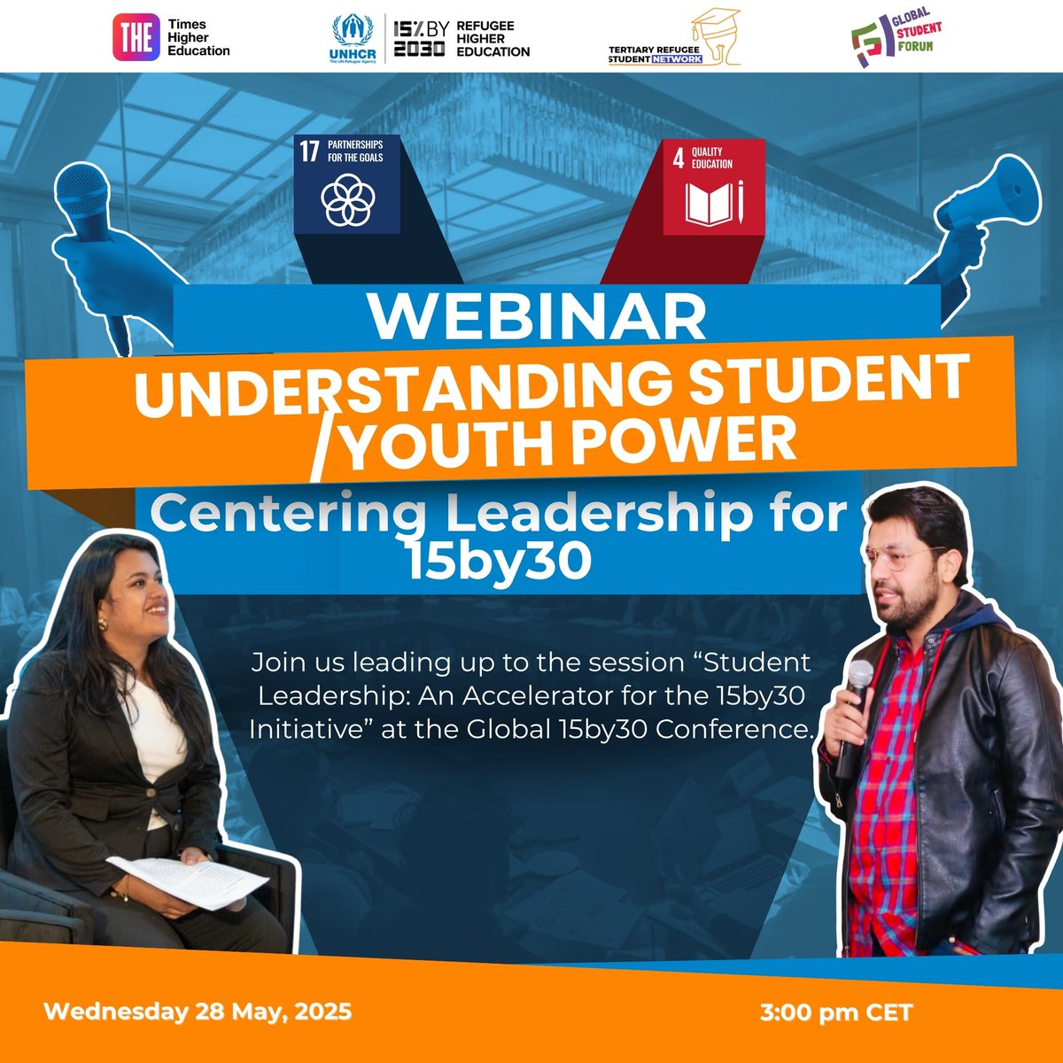 🎙️ WE ARE LIVE ON YOUTUBE!
Join youth leaders + allies for “Understanding Student/Youth Power” a powerful conversation on access to higher education.

📅 May 28 | ⏰ 3PM CET
📺 Watch here: youtube.com/live/OF5dcNupG…
#15by30 #TRSN #YouthLeadership #RefugeeVoices