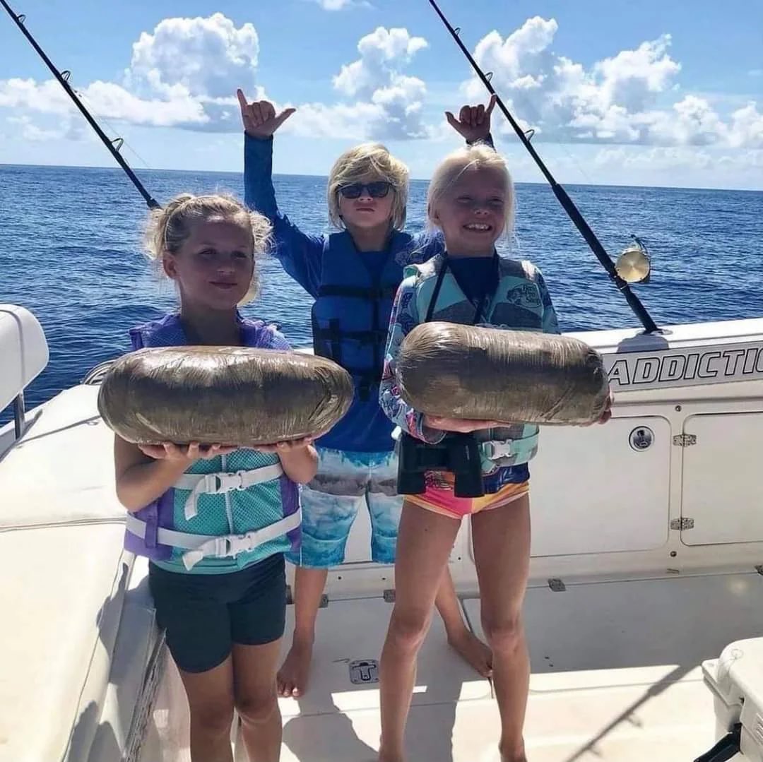 A FLORIDA FAMILY WENT FISHING ON A CHARTER BOAT AND ENDED UP CATCHING 56 POUNDS OF C*CAINE.