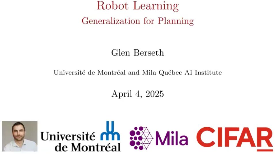 GlenBerseth's tweet image. In my next lecture on #robotlearning,  I cover generalization across sequences and robots. This generalization across sequences of actions or states is a challenging, data-intensive process that requires experience across various robots and tasks.