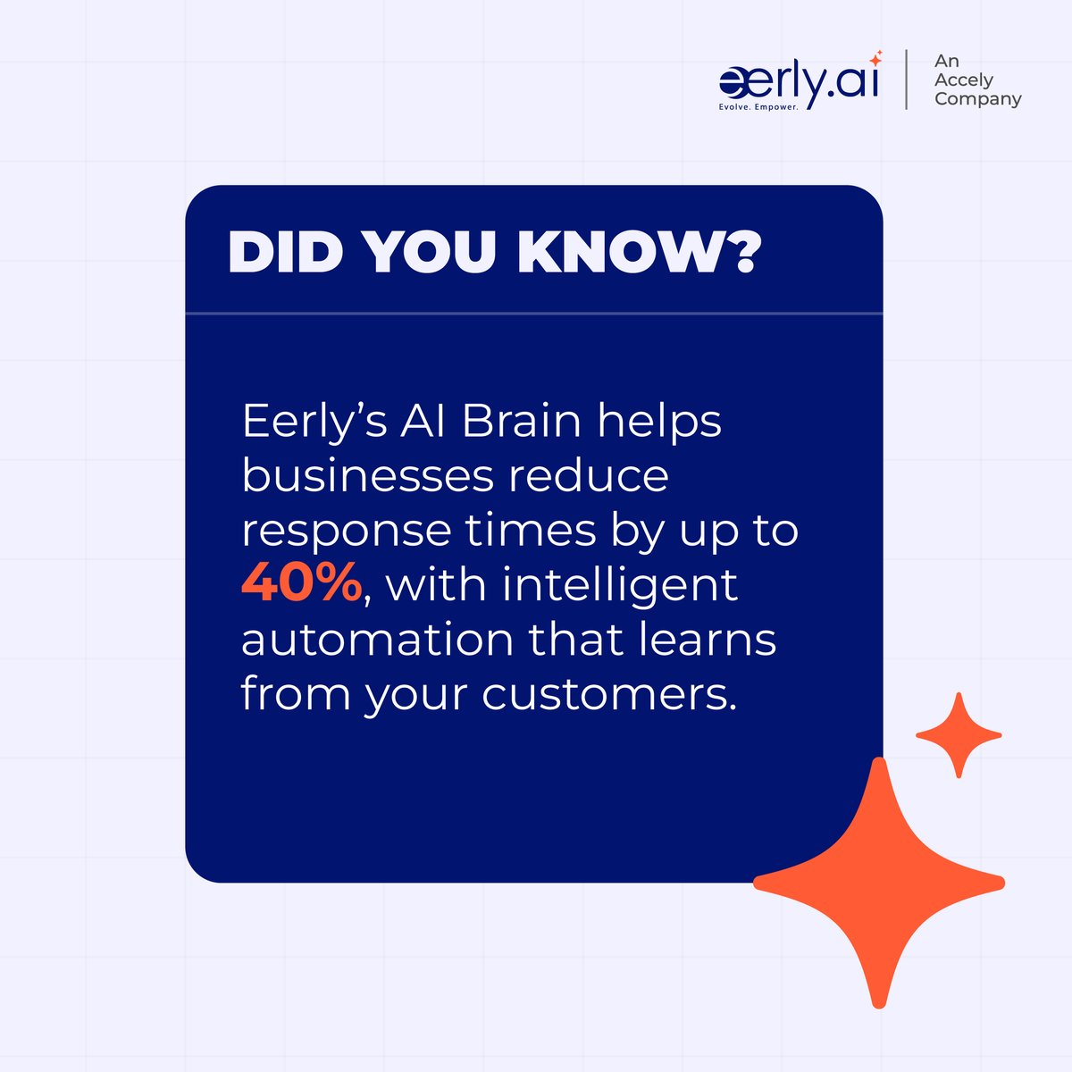 eerlyconsulting's tweet photo. Cut response times by up to 40% with Eerly AI Brain. 🤖
Smart automation learns from every interaction to deliver faster, more personalized support.
Transform CX now 👉 https://t.co/E18gnxH2j1
#EerlyAI #AIautomation #CustomerExperience #FasterSupport #EerlyAIBrain https://t.co/9bjnhZEnfz