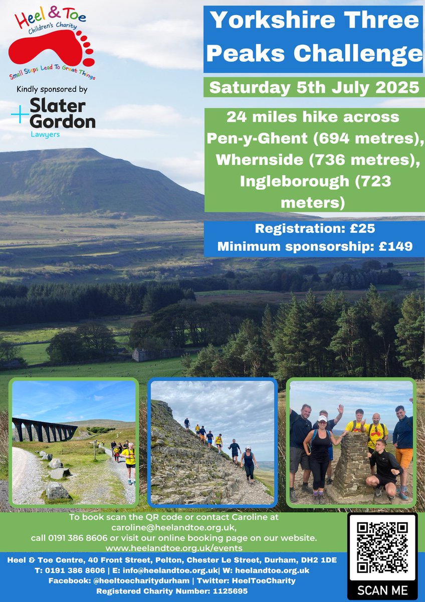 Heel & Toe Charity👣 (@heeltoecharity) on Twitter photo Are you looking for a challenge for your staff?
Join our Yorkshire 3 Peaks Challenge on Saturday 5th July - heelandtoe.org.uk/events/yorkshi…
Kindly sponsored by <a href="/SlaterGordonUK/">Slater and Gordon UK</a>
#fundraiser #childrenstherapy #challenge #lakedistrict Are you looking for a challenge for your staff?
Join our Yorkshire 3 Peaks Challenge on Saturday 5th July - heelandtoe.org.uk/events/yorkshi…
Kindly sponsored by <a href="/SlaterGordonUK/">Slater and Gordon UK</a>
#fundraiser #childrenstherapy #challenge #lakedistrict