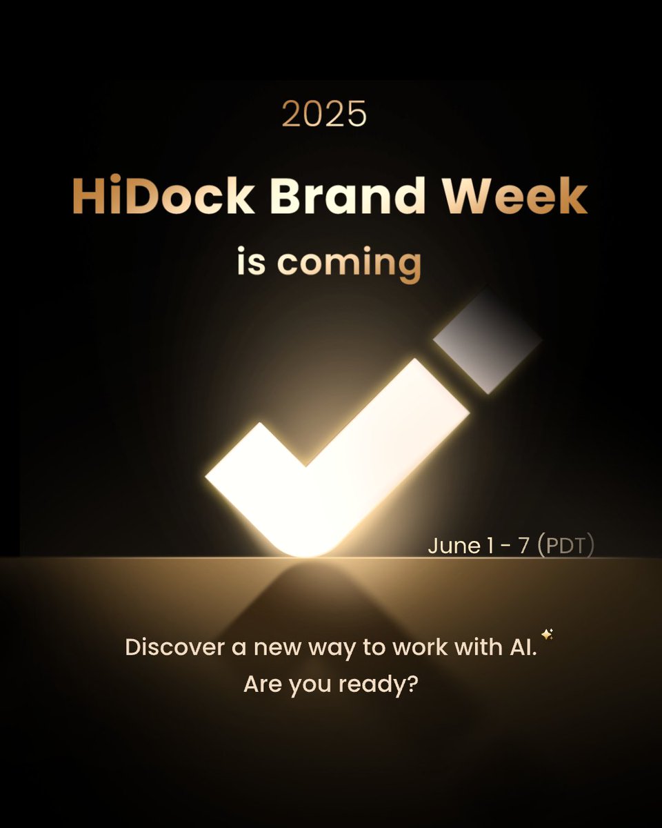 Something intelligent is coming. Discover a new way to work with AI.

Celebrate HiDock Brand Week — with new experiences, big savings, and daily surprises waiting for you.

📅June 1–7, 2025 (PDT)

Mark your calendar — the future of productivity starts here.

#HiDock
