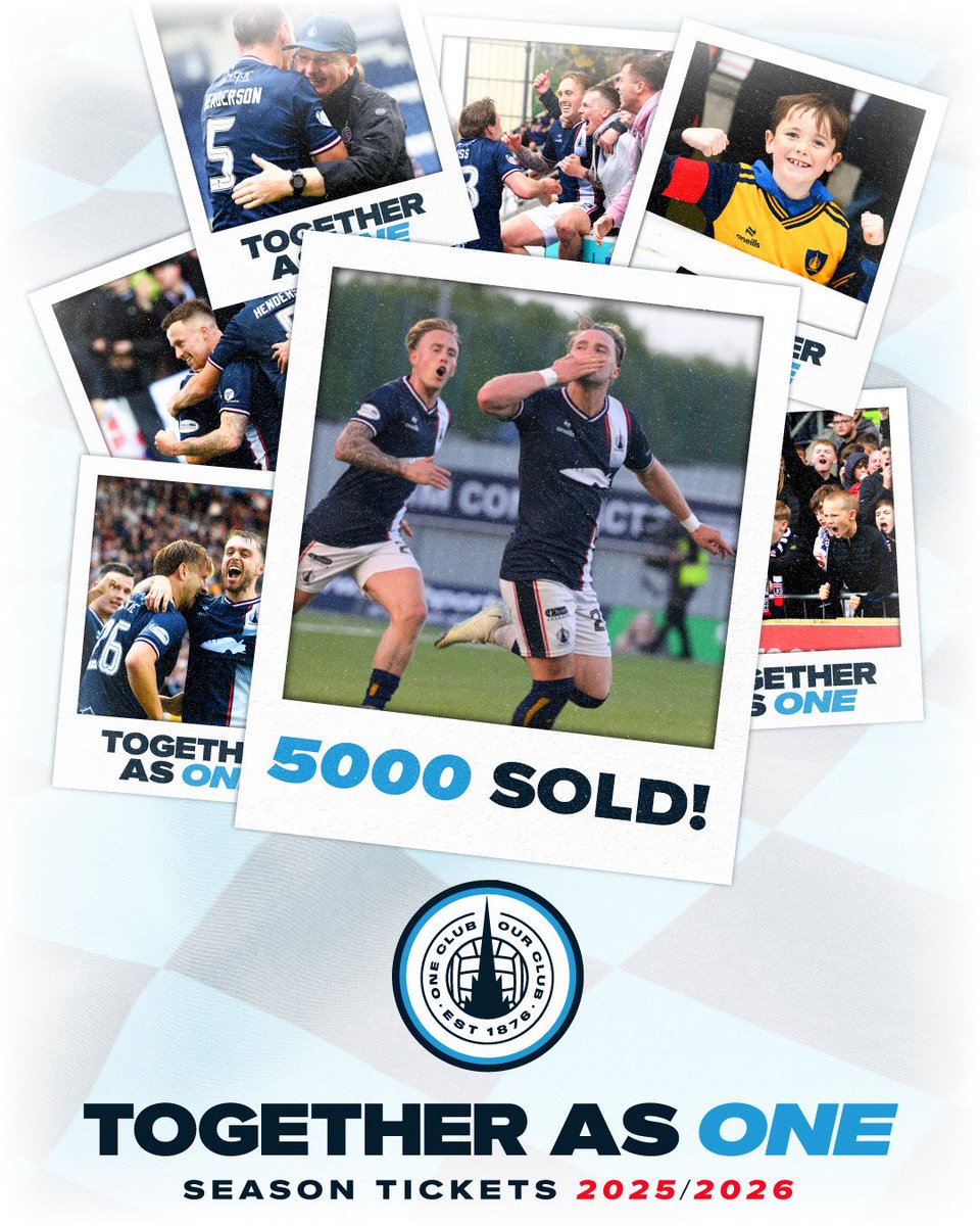 🤯 Over 5,000 Season Tickets sold!

👏 We have smashed the latest milestone with three days left of Early Bird and Renewals.

⌛️ Less than 250 tickets remain for new ST holders, this is the ONLY way to guarantee your seat in the stadium next season!

👉 ticket.falkirkfc.co.uk/packages/LZEmO…