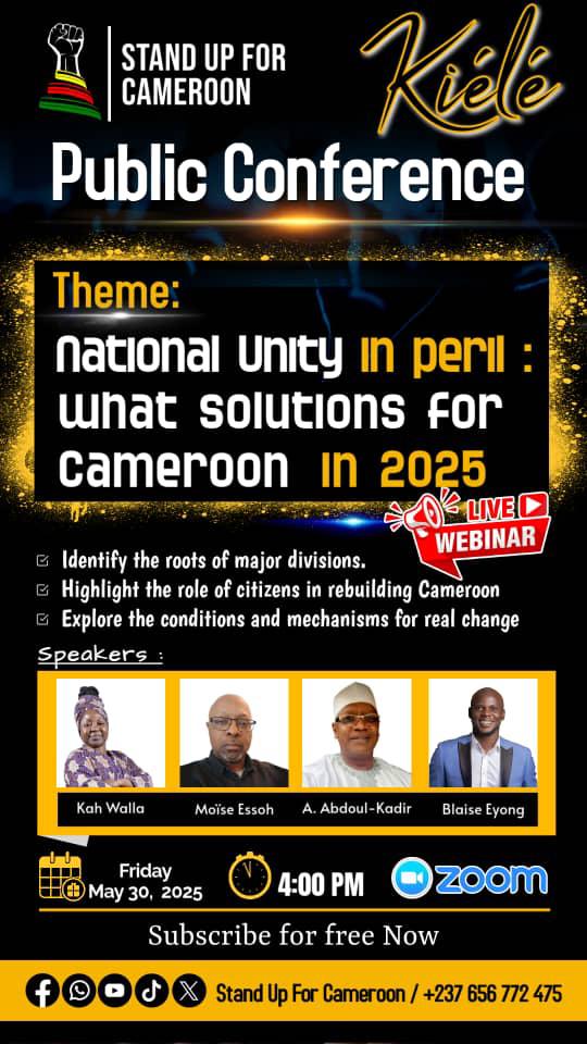 🇨🇲 "National Unity"... We really need to talk about it! 
The leaders have celebrated, but the people are suffering.
Crises, divisions, injustice... What if we stopped pretending?
👉🏾 This Friday, May 30 - 4 PM
📍 Online - Zoom
📝 Free registration here:
us02web.zoom.us/webinar/regist…