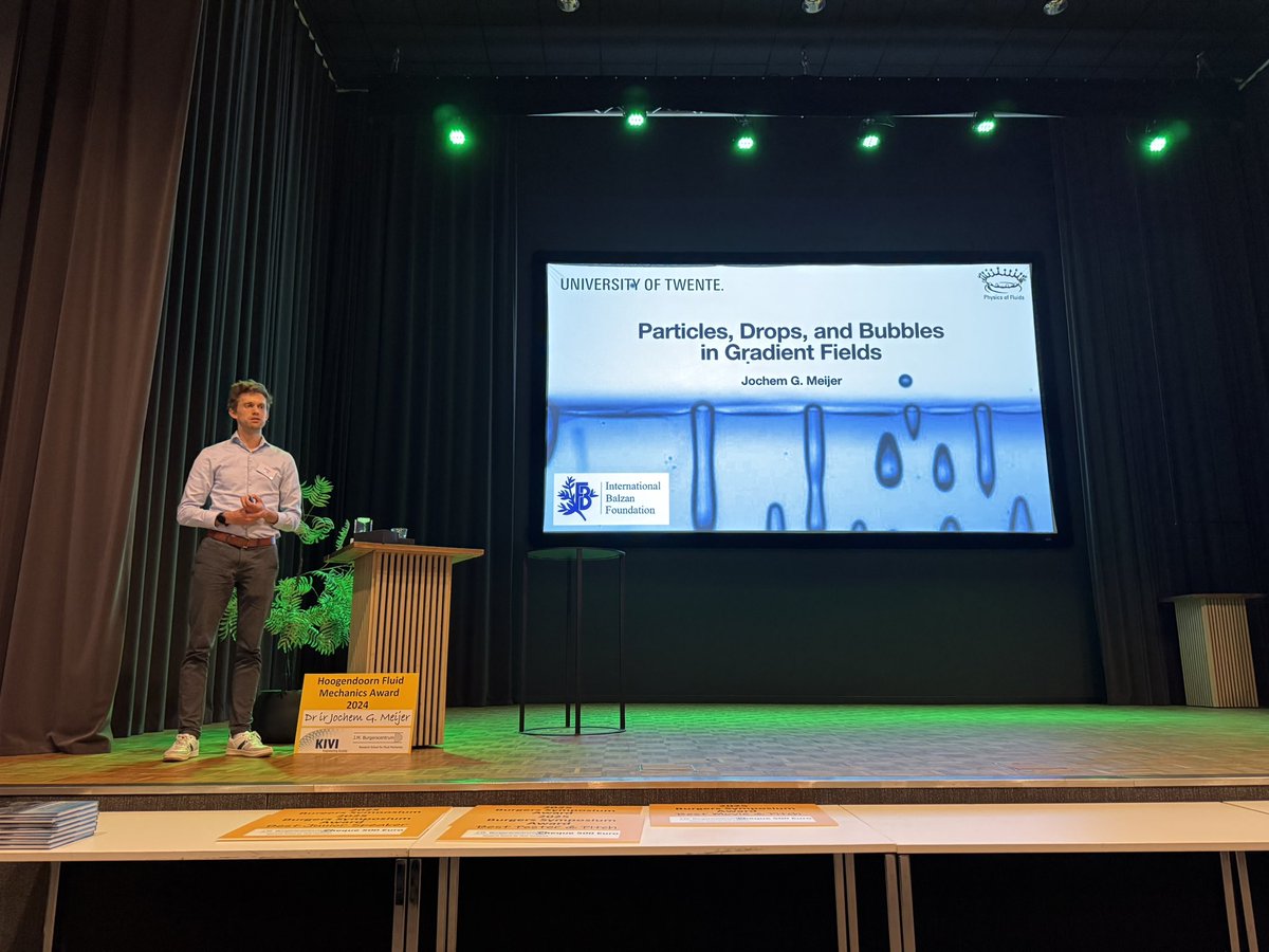 poftwente's tweet photo. 🎉 Congratulations to Dr. Jochem Meijer for winning the KIVI Hoogendoorn Fluid Mechanics Award 2024! His thesis "Particles, drops, and bubbles in gradient fields" was recognized as the best PhD thesis of 2023-24. Supervised by @detlef_lohse 👏 #FluidMechanics #PhD https://t.co/xie3qvx0gp