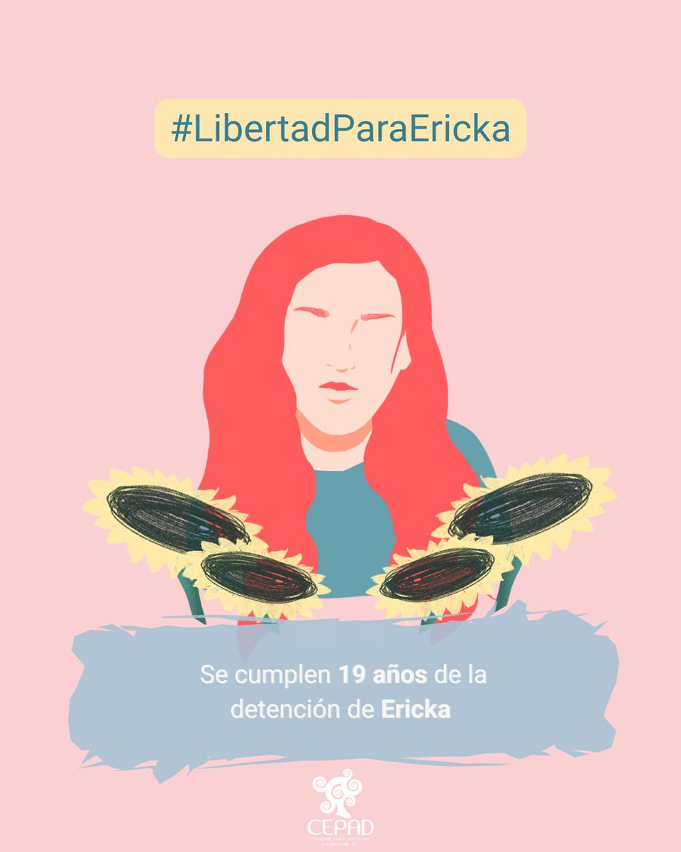 CEPAD_AC's tweet photo. 1/3  📢 ¡19 años sin justicia!
Ericka fue detenida y torturada por la policía antisecuestros de la entonces PGEJ en 2006. Hoy sigue privada de su libertad.
Desde CEPAD exigimos #LibertadParaEricka y el fin de la impunidad. https://t.co/0N4x7rki6s