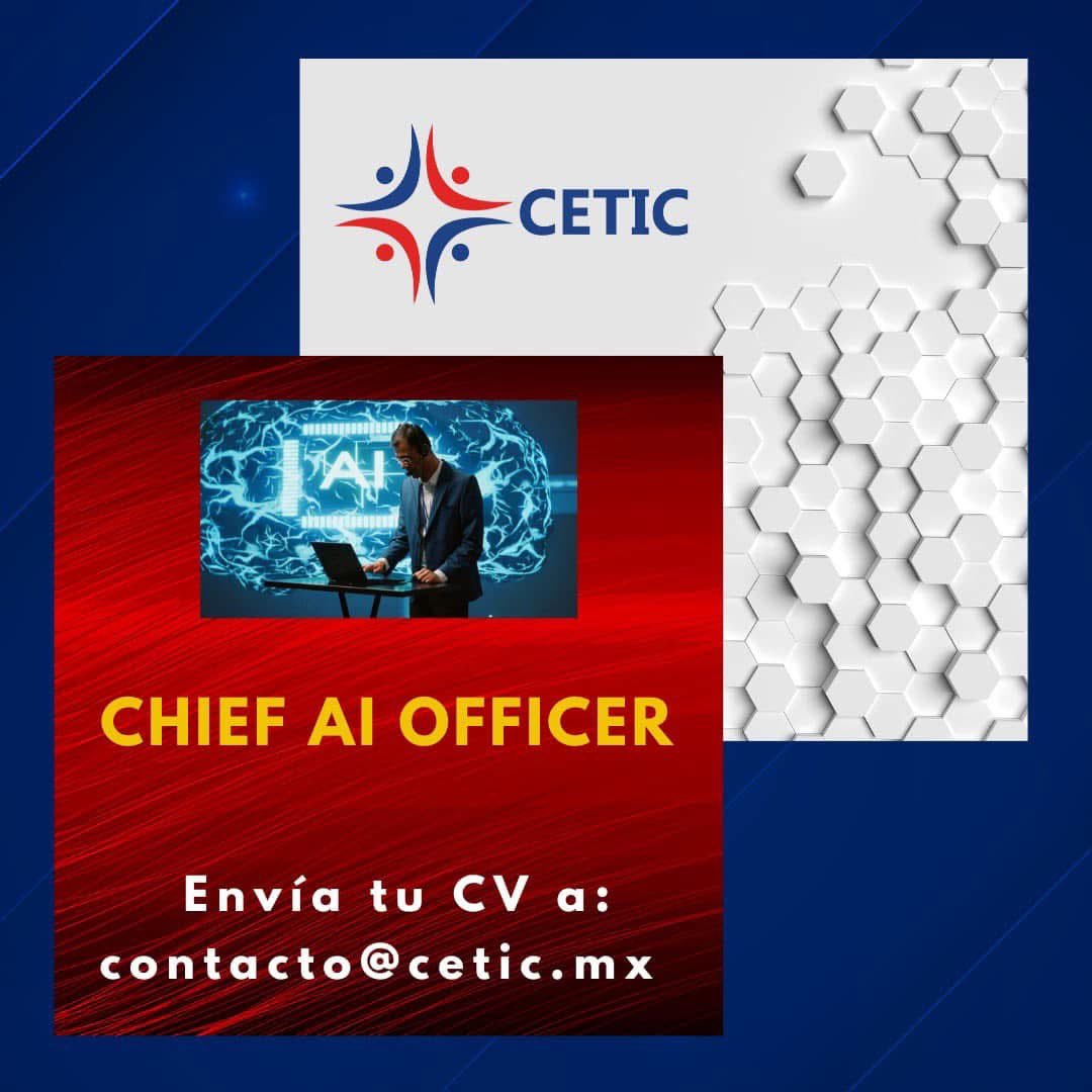 2 Vacantes en CDMX.
1 Vacante en Monterrey.
1 Vacante en Guadalajara.
Interesados favor de enviar su CV a contacto@cetic.mx

#CETIC #Vacantes #OfertasLaborales #RRHH #Empresas #Empleos #Trabajo #AI #Phyton #MachineLearning #ChiefAIOfficer #Engineer #in #Facebook #Twitter