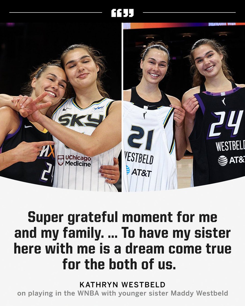 espnW (@espnw) on Twitter photo From the playground to the league 🙌
Full-circle moment for Kathryn and Maddy Westbeld after the Sky and Mercury played each other Tuesday night ❤️
(📸: <a href="/chicagosky/">Chicago Sky</a>) From the playground to the league 🙌
Full-circle moment for Kathryn and Maddy Westbeld after the Sky and Mercury played each other Tuesday night ❤️
(📸: <a href="/chicagosky/">Chicago Sky</a>)