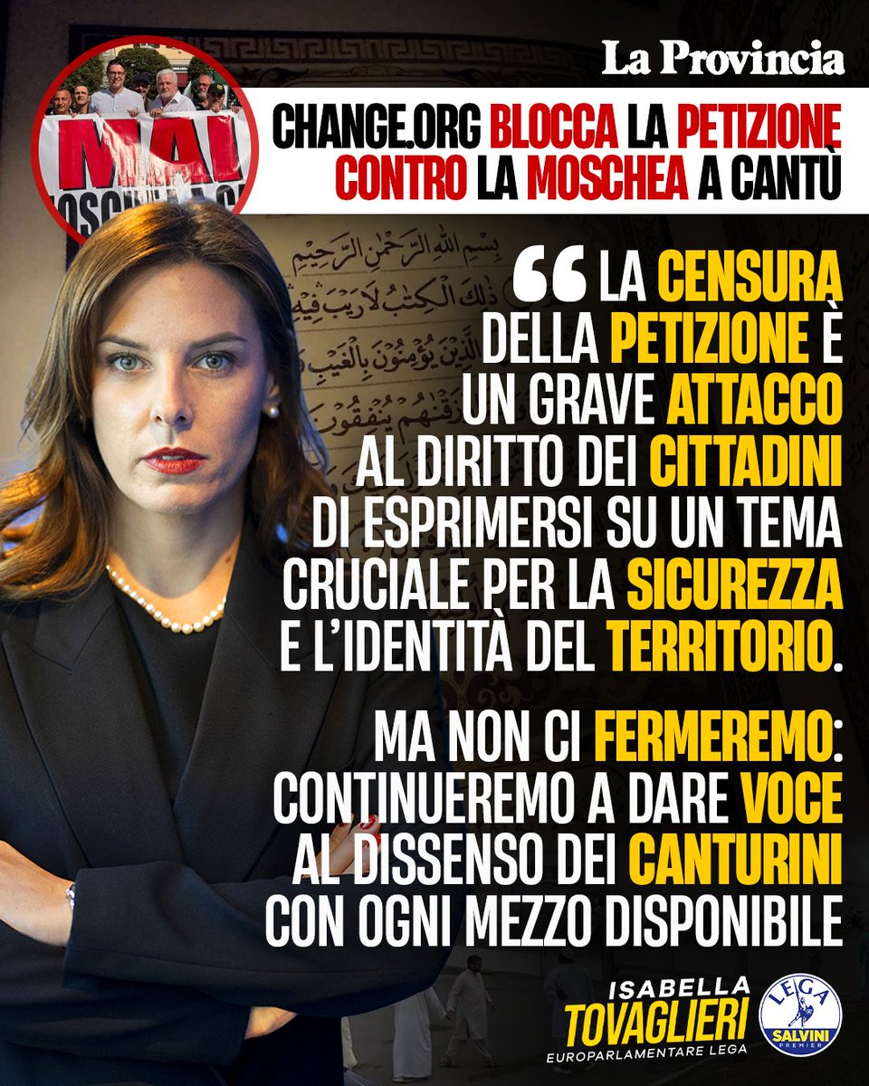isatovaglieri's tweet photo. Non smetteremo mai di combattere contro la costruzione della nuova moschea di Cantù. https://t.co/88dKuGqm9c