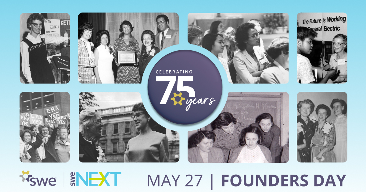Learn more about SWE's Founders Day here: bit.ly/3Fb4Kkb

#SWEFoundersDay #SWE75 #SWENext #BeThatEngineer