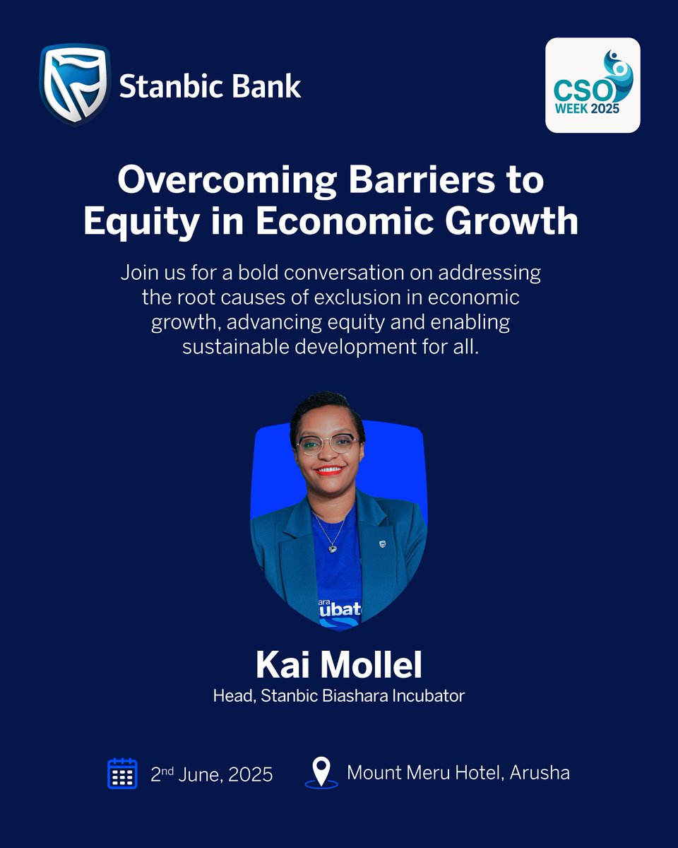 What does it take to create an economy where no one is left behind?

Join us as we unpack the barriers to inclusive growth and explore how equity, opportunity, and sustainable development can go hand in hand.

📅 2nd June 2025
📍 Mount Meru Hotel, Arusha

#CSOWeek2025