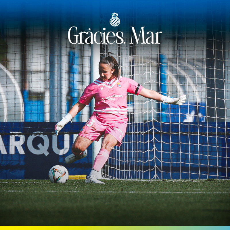 RCDEFemeni's tweet photo. ✍️OFICIAL | Mar Segarra finalitza la seva etapa a l'#RCDEFem.
Després de tres temporades, la portera i el Club separen els seus camins.
Gràcies i sort, Mar!