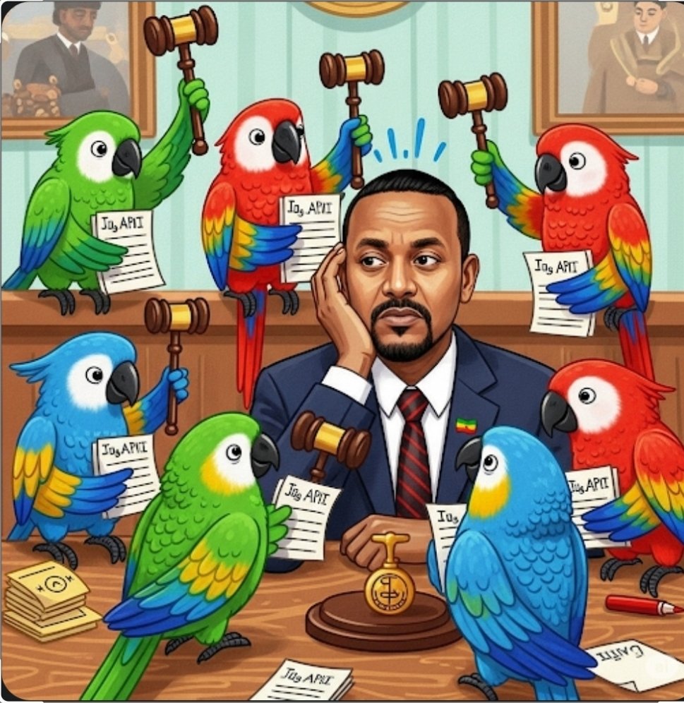 <a href="/KeChepkirui/">Dr. Chepkirui Basilio 🇰🇪🇪🇷🇪🇹🇸🇸🇸🇴🇩🇯🇸🇩</a> <a href="/AbiyAhmedAli/">Abiy Ahmed Ali 🇪🇹</a> His originality is so low, even parrots are suing him for copyright infringement.