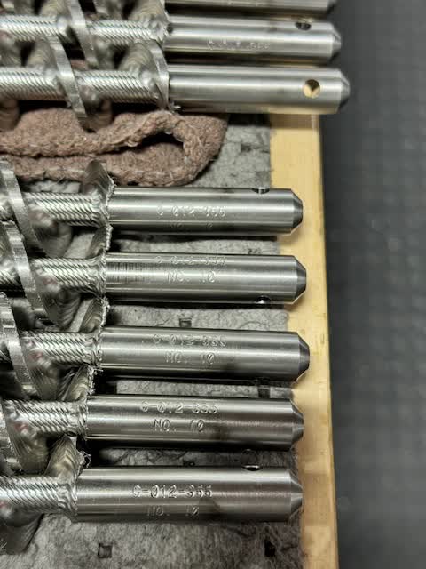 AugerFab's tweet photo. Here's a close-up of 4 stems showing exactly where those sneaky part numbers are hiding! Look closely...they're engraved just above the smooth cylindrical end of the shaft. For more information, visit https://t.co/0A4nm9fyL9 https://t.co/7luKtX1T9m
