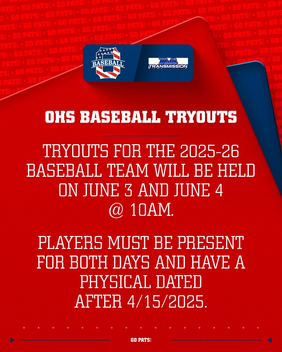 Tryout information!  See you next week!