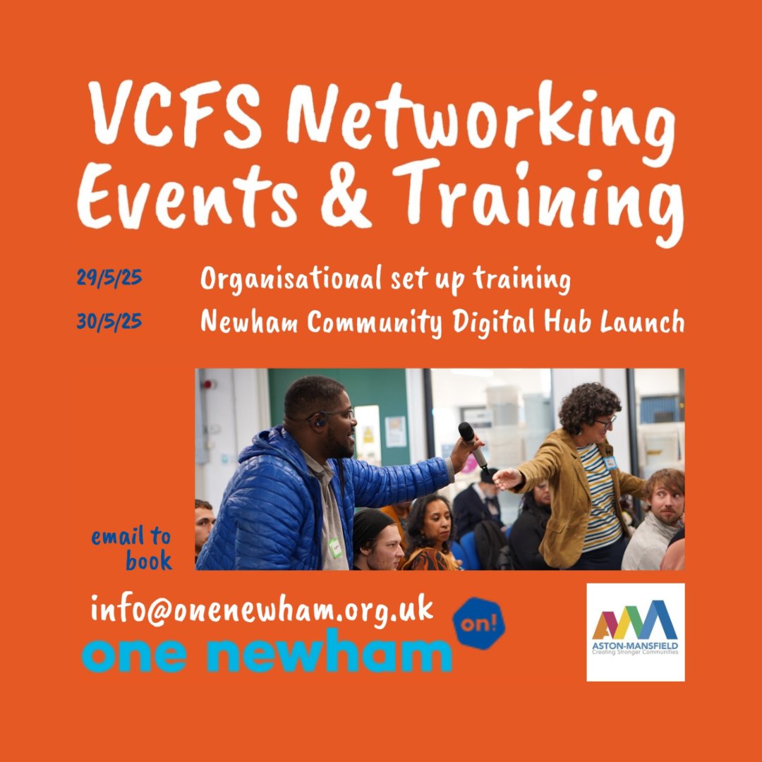 Aston-Mansfield (@astonmansfield) on Twitter photo Are you a voluntary, community or faith group? Check out our two events coming up this week:
29th – Organisational Set-Up Training
30th – Newham Community Digital Hub Launch
Learn more and book by emailing: info@onenewham.org.uk
#Newham #Event #Community #Faith #Voluntary Are you a voluntary, community or faith group? Check out our two events coming up this week:
29th – Organisational Set-Up Training
30th – Newham Community Digital Hub Launch
Learn more and book by emailing: info@onenewham.org.uk
#Newham #Event #Community #Faith #Voluntary