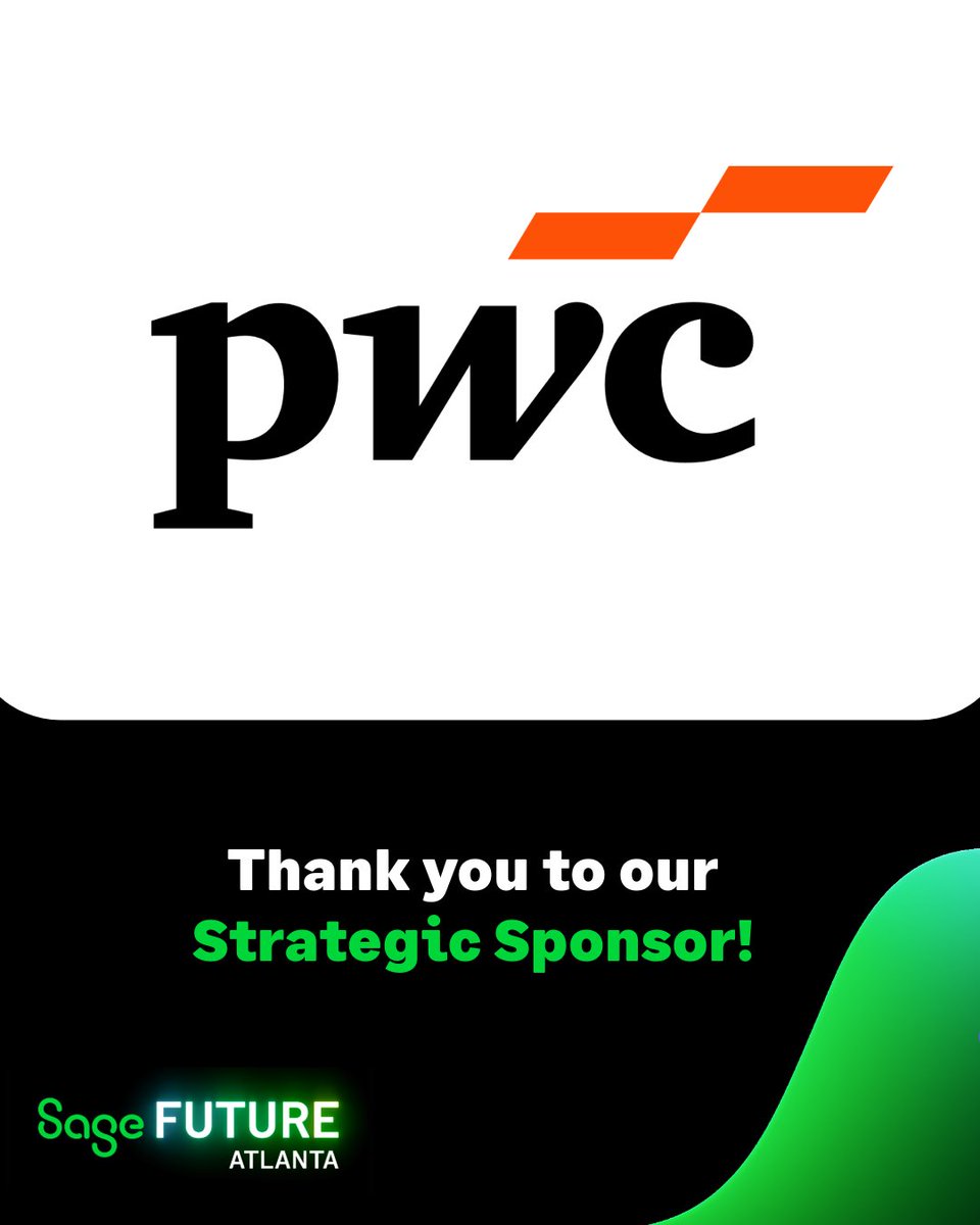 The countdown to #SageFuture is well underway ⌛
 
We’re proud to have @PWC as our Strategic Sponsor, thank you for your partnership. 💥
  
Don’t miss out, register now 🔗 1sa.ge/kngQ50W010F