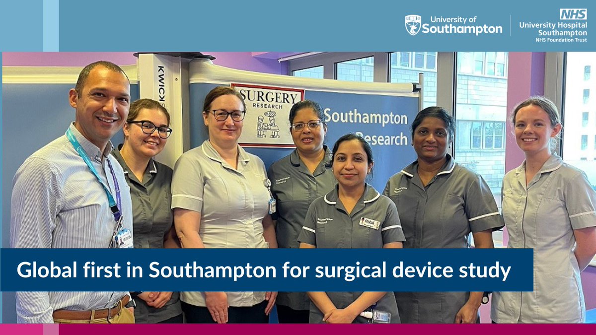 Health Research | Southampton (@uhsftresearch) on Twitter photo Surgeons in Southampton are the first in the world to trial a new surgical device 🌍🌟
Malcolm West (<a href="/drmalcolmwest/">Malcolm West</a>) is leading the recruitment of patients at <a href="/UHSFT/">University Hospital Southampton 💙</a> to the trial.
It is investigating a technology for use in keyhole surgery procedures 👇
research.uhs.nhs.uk/news/global-fi… Surgeons in Southampton are the first in the world to trial a new surgical device 🌍🌟
Malcolm West (<a href="/drmalcolmwest/">Malcolm West</a>) is leading the recruitment of patients at <a href="/UHSFT/">University Hospital Southampton 💙</a> to the trial.
It is investigating a technology for use in keyhole surgery procedures 👇
research.uhs.nhs.uk/news/global-fi…
