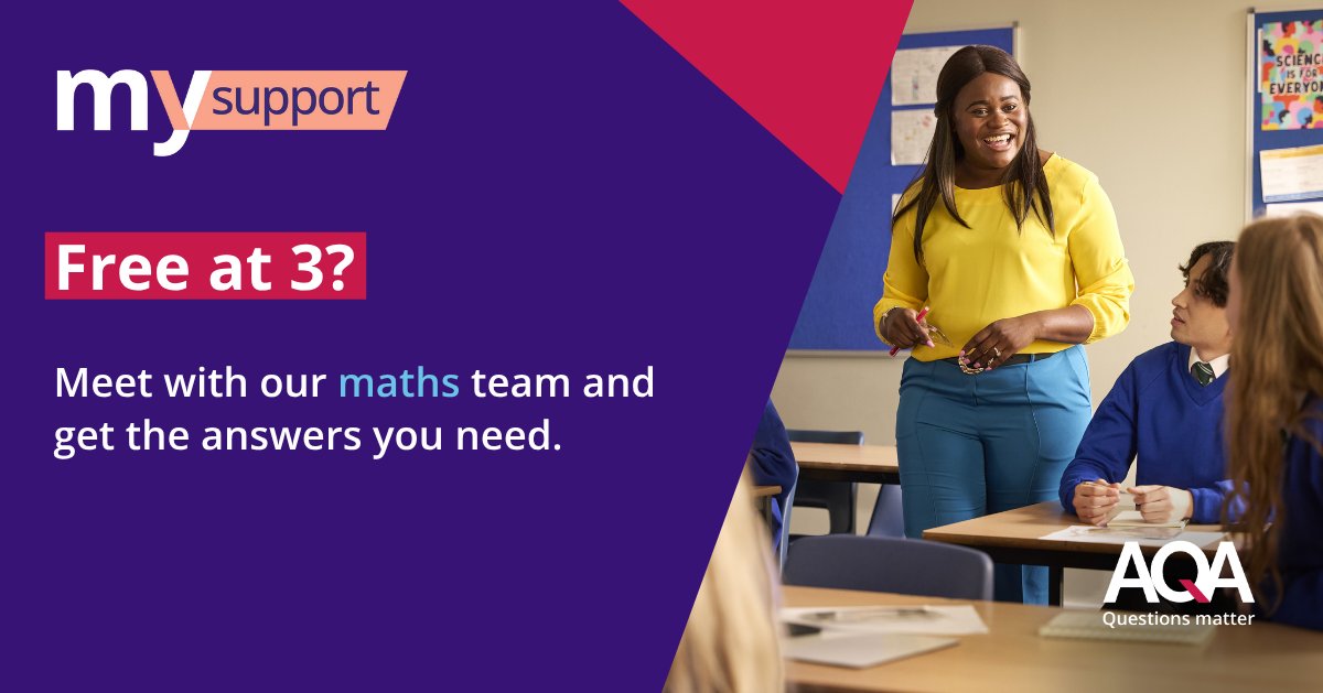 We want to make it easier than ever to prepare for assessment. That's why our maths team, many former teachers themselves, are here to help.
 
Simply book a slot between 3-5pm, Monday-Thursday and get what you need from us. 

outlook.office.com/book/Freeat3@A…