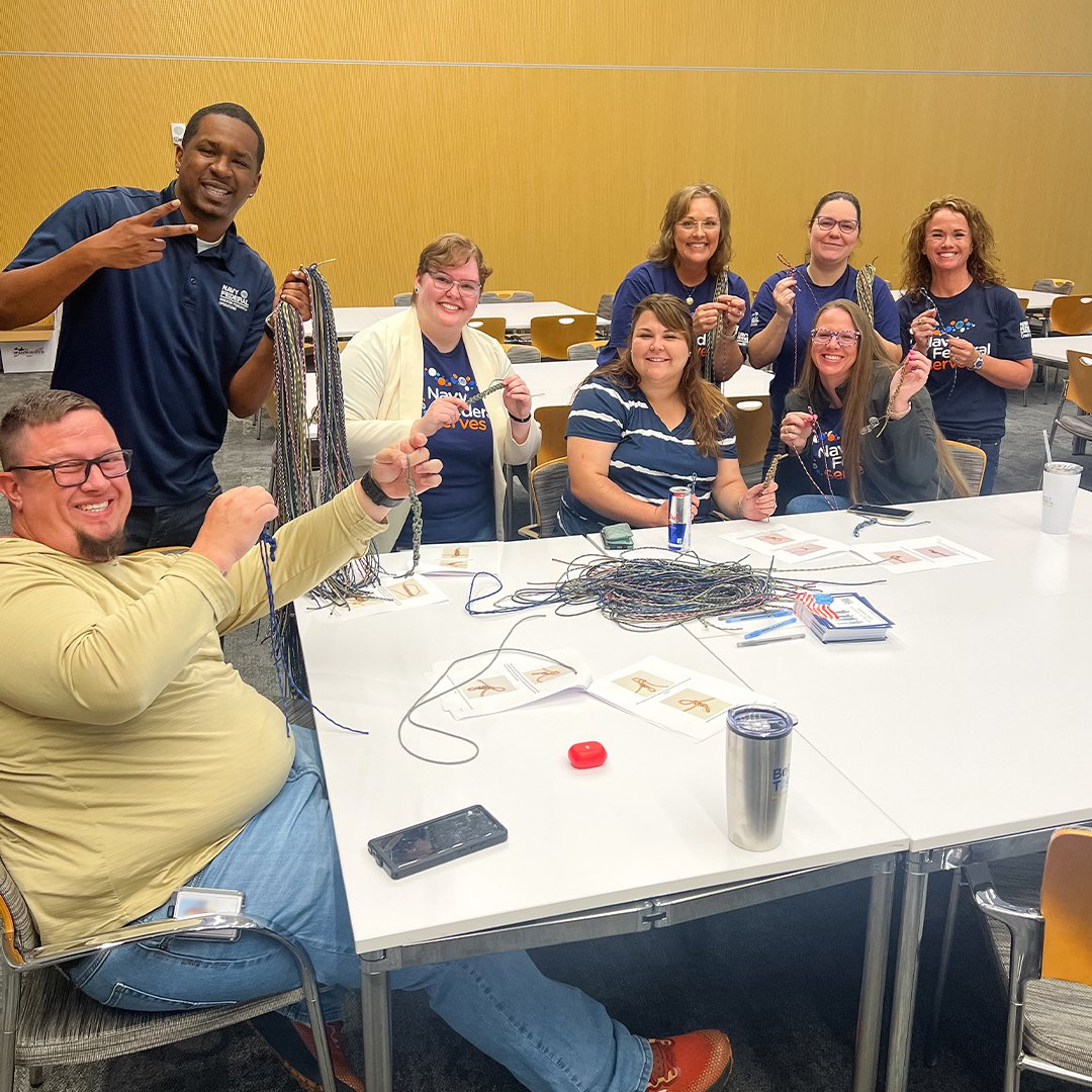 Navy Federal Credit Union (@navyfederal) on Twitter photo We’ve partnered with <a href="/OpGratitude/">Operation Gratitude</a> this #MilitaryAppreciationMonth to craft 13k paracord lanyards as a token of our gratitude. Every knot is a reminder of how tight our community is, and how unbreakable our bonds are. We’ve partnered with <a href="/OpGratitude/">Operation Gratitude</a> this #MilitaryAppreciationMonth to craft 13k paracord lanyards as a token of our gratitude. Every knot is a reminder of how tight our community is, and how unbreakable our bonds are.