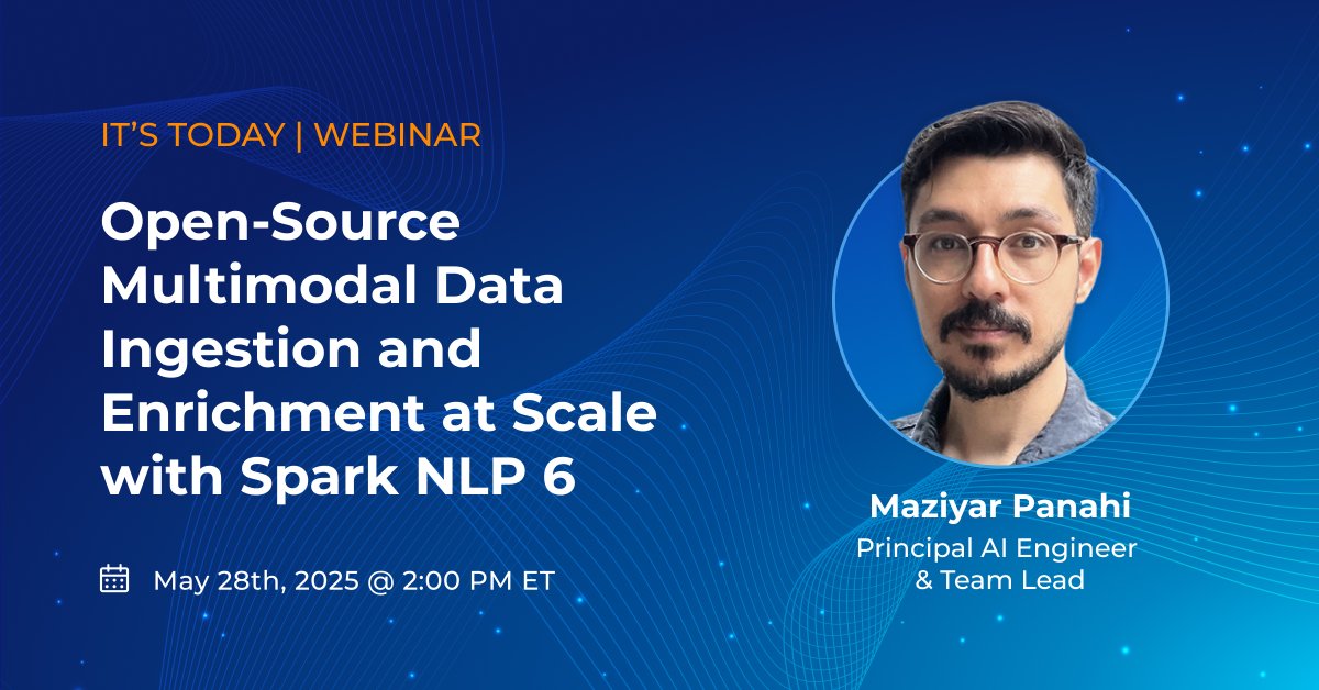 JohnSnowLabs's tweet image. Register now to see what’s possible with Spark NLP 6: hubs.li/Q03p9rfy0
#SparkNLP #LLM #RAG #NLP #OpenSourceAI #GenerativeAI