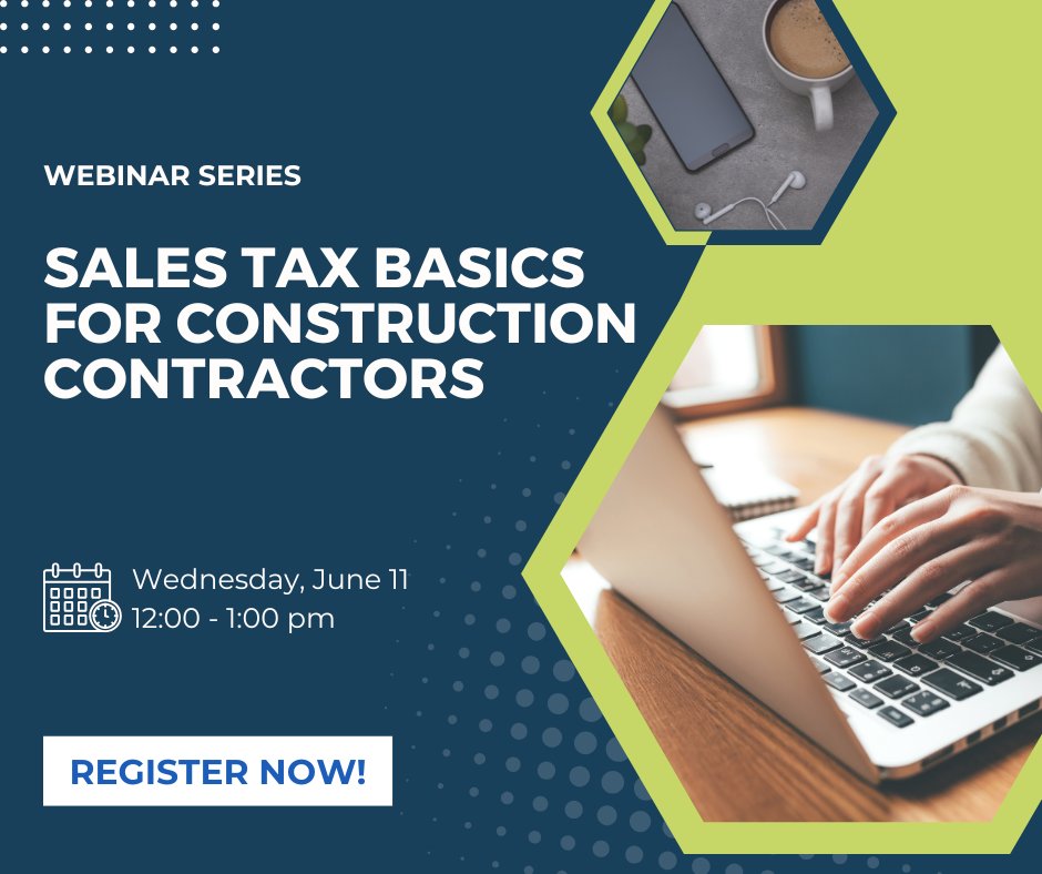 Unsure how Iowa #salestax applies to the construction industry? Join us for a free webinar that breaks it all down! Whether you're a builder, supplier, or service provider, this is a must-attend! Register now: ow.ly/xCKJ50VVi3G

#Contractors #IowaBusiness #TaxTips