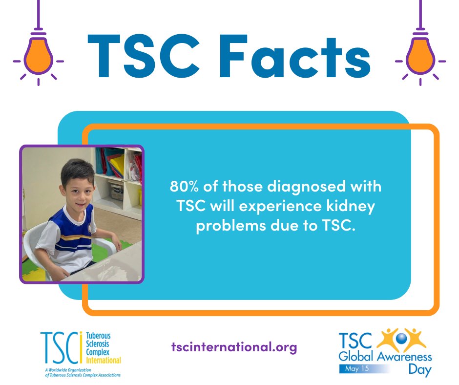 ⭐Day 28 of TSC Awareness Month! ⭐

80% of those diagnosed with TSC will experience kidney problems due to TSC.

Learn more about TSC Global Awareness initiatives at tscglobalday.org.

#tscglobalawarenessday #tuberoussclerosiscomplex