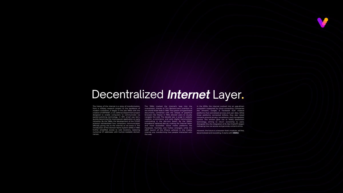 On_Veera's tweet image. / Layer (∞)

The Decentralized Internet Layer.

Veera.