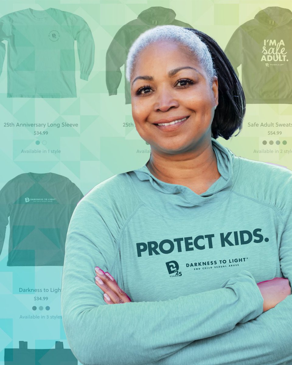 Darkness2Light's tweet image. What you wear can make a difference! Support prevention, spark conversations, and stand up for safer childhoods with a purchase from the Darkness to Light Bonfire Store.
✨ 100% of the profits go directly towards our mission. Shop our #merch today: ow.ly/cxz550VZwnq