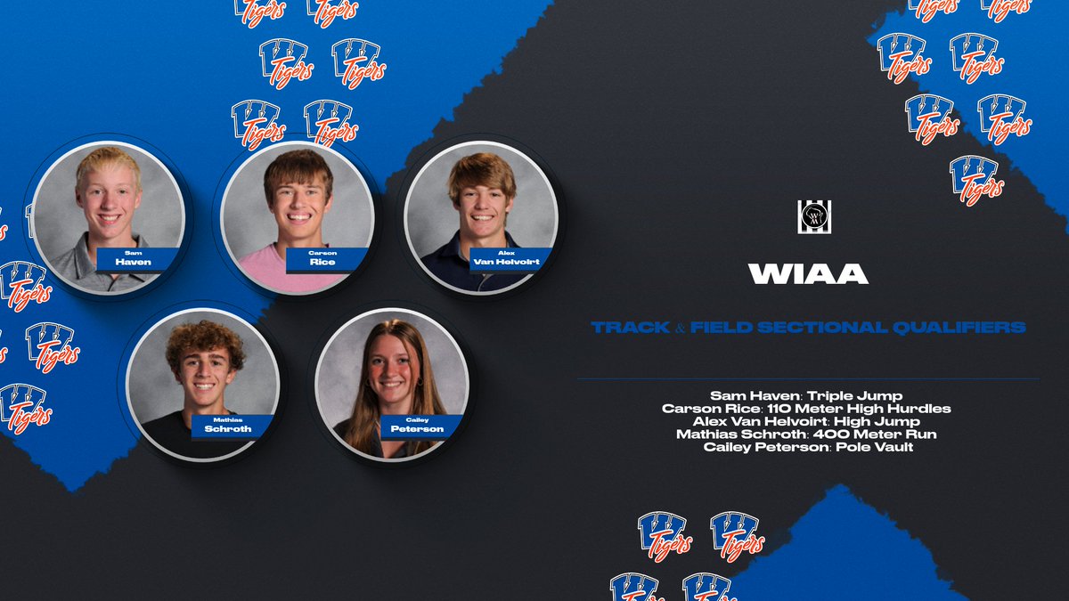 🎉 Congratulations to our WIAA Track &amp; Field Sectional Qualifiers! 🎉

Sam Haven: Triple Jump
Carson Rice: 110 Meter Hurdles
Alex Van Helvoirt: High Jump
Mathias Schroth: 400 Meters
Cailey Peterson: Pole Vault

Go Tigers!