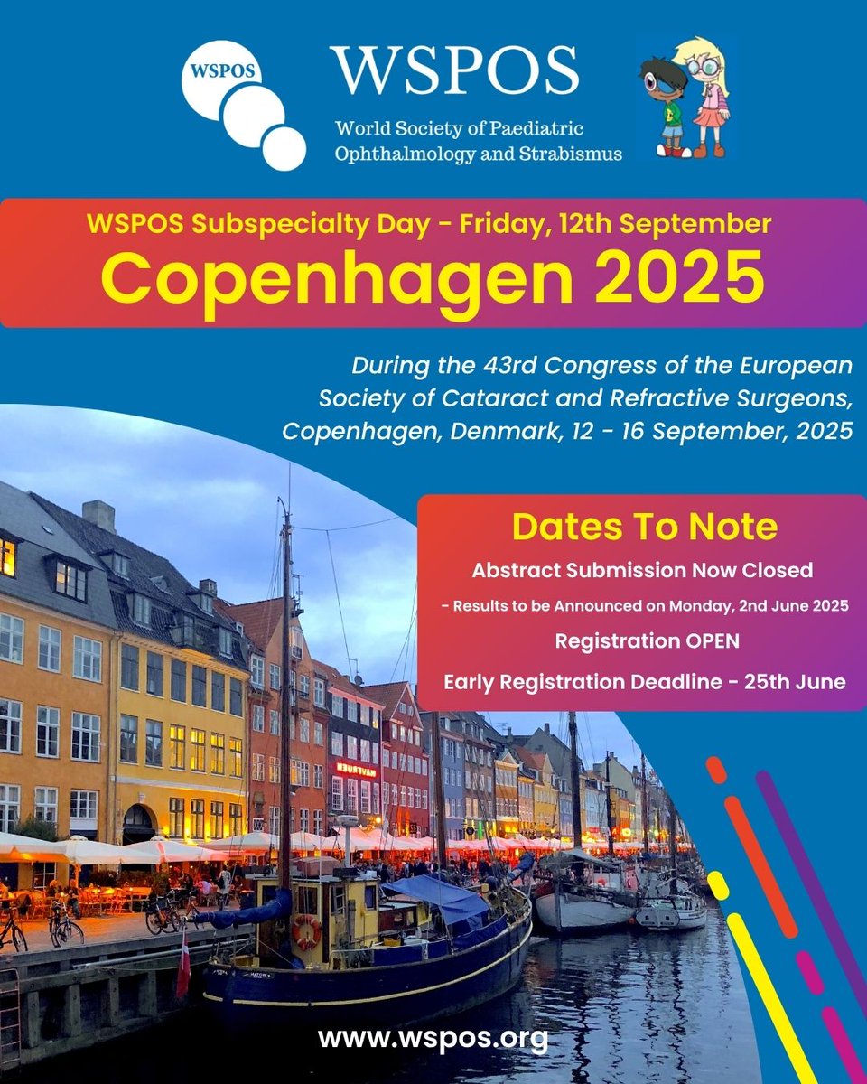 WSPOS's tweet image. 📅 Only 4 weeks left to get the early bird rate for #WSPOS Subspecialty Day – register by 25 June!
🗓️Event Friday 12 Sept 2025
📘 View the programme: wspos.org/subspecialty-d…
🎟 Register: wspos.org/subspecialty-d…
📢 Abstract decisions announced early June.
#Ophthalmology #WSPOS2025