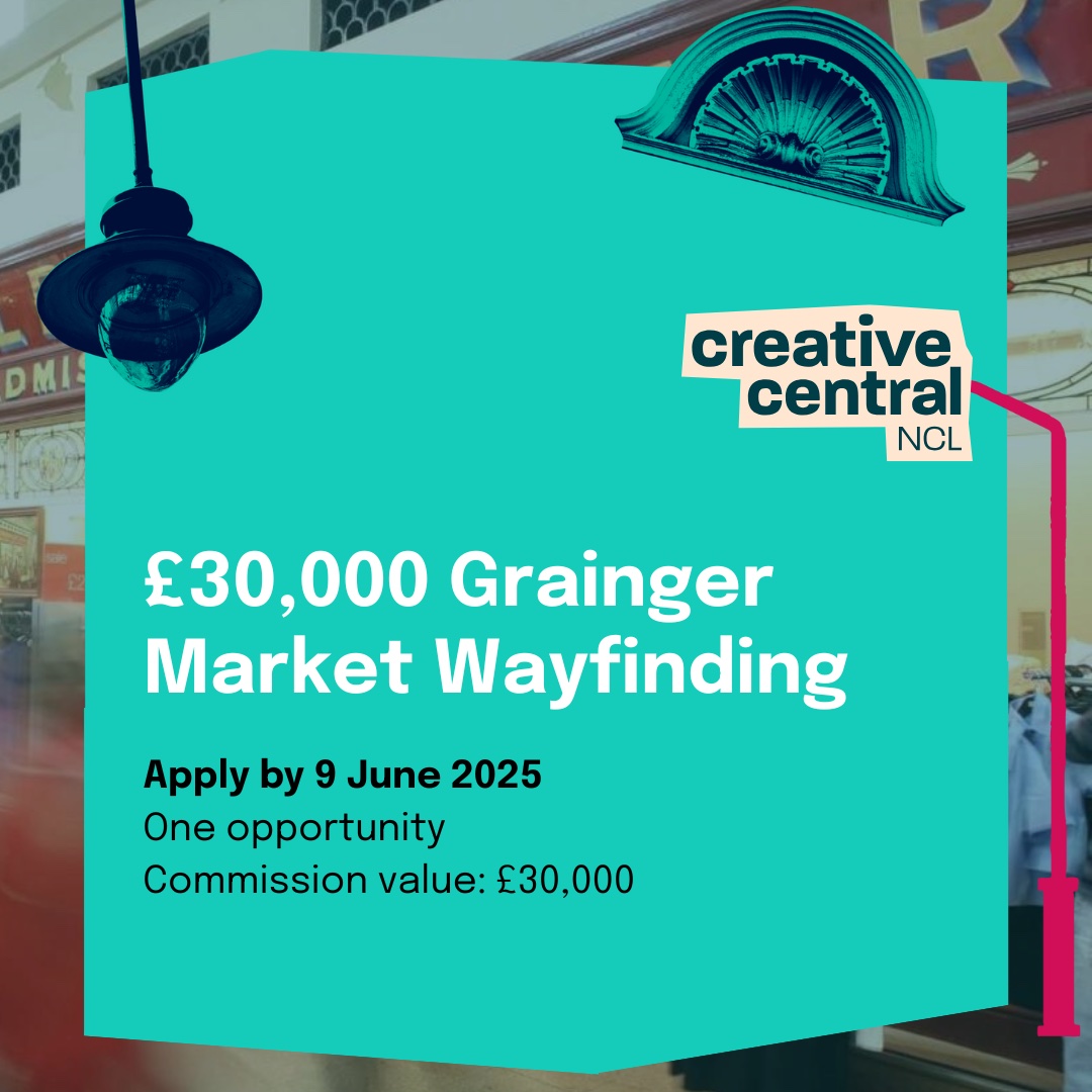 CreativeCentNCL's tweet image. We've got three artist call outs with deadlines in June!
£30k Grainger Market Wayfinding, apply by 9 June
£1.5k Murals in Forth Lane, apply by 30 June
£6k Lighting installation in Forth Lane, apply by 30 June
creativecentralncl.co.uk/opportunity-ty…