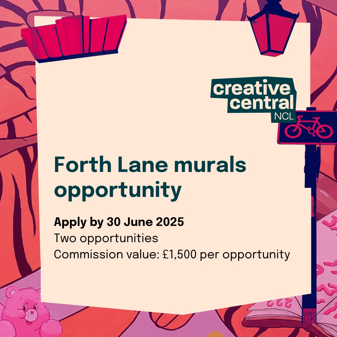 CreativeCentNCL's tweet image. We've got three artist call outs with deadlines in June!
£30k Grainger Market Wayfinding, apply by 9 June
£1.5k Murals in Forth Lane, apply by 30 June
£6k Lighting installation in Forth Lane, apply by 30 June
creativecentralncl.co.uk/opportunity-ty…