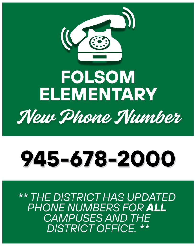 📞 The district has updated phone numbers for all campuses and the district office. 📍
The NEW Folsom Elementary phone number is 945-678-2000. The NEW district phone number is 945-678-0000. Visit: prosper-isd.net/o/pisd/page/di….