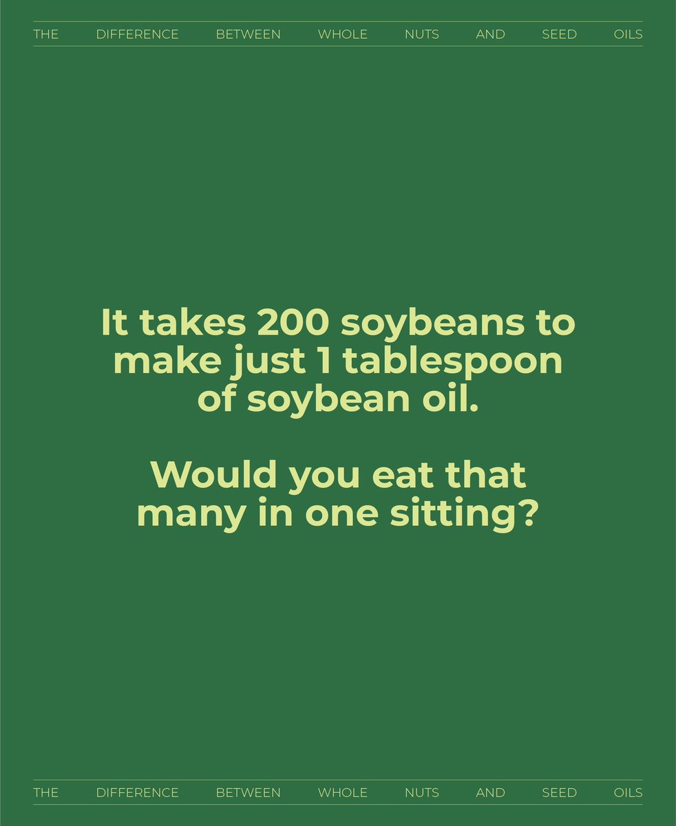 Whole foods give you balance. Refined seed oils don’t. When you eat nuts or seeds, you get fiber, protein, antioxidants, and essential nutrients. 
When you consume seed oils, you’re getting a hyper-concentrated fat—stripped of nutrients and rapidly absorbed. 
It’s not the seed,