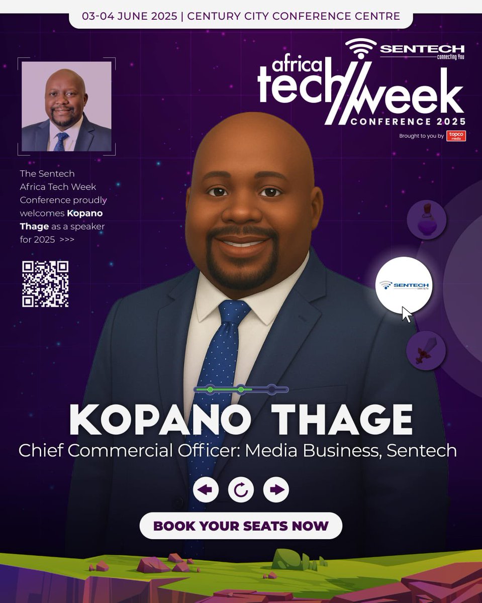 Sentech Soc Ltd (@sentechltd) on Twitter photo 🟩 Meet Kopano Thage, Chief Commercial Officer: #Media Business, <a href="/SentechLtd/">Sentech Soc Ltd</a>.
📡 20+ years in #telecoms & #BroadcastTech
🚀 Led SA’s first MVNO launch
🌍 Driving #DigitalInclusion for all
Meet him at #ATW2025 ➡️ qkt.io/AfricaTechweek…
#ATW2025 #Connectivity #ICT #Sentech 🟩 Meet Kopano Thage, Chief Commercial Officer: #Media Business, <a href="/SentechLtd/">Sentech Soc Ltd</a>.
📡 20+ years in #telecoms & #BroadcastTech
🚀 Led SA’s first MVNO launch
🌍 Driving #DigitalInclusion for all
Meet him at #ATW2025 ➡️ qkt.io/AfricaTechweek…
#ATW2025 #Connectivity #ICT #Sentech