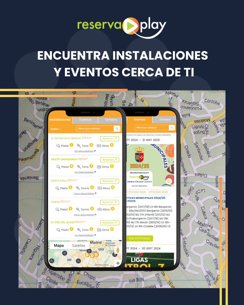 Aparece en el📍mapa y en la📒agenda de #ReservaPlay, tu municipio más accesible, moderno y conectado. 

💡Una forma ágil y sencilla de rentabilizar las instalaciones municipales y fomentar la participación

Más info📩comercial@softneos.com

#InstalacionesMunicipales #Eventos #App
