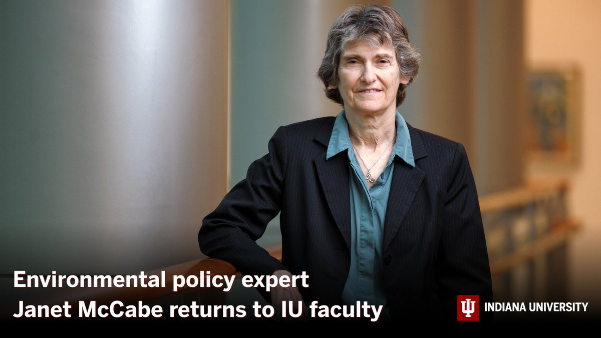 Indiana University (@indianauniv) on Twitter photo With decades of experience in environmental law and federal policy, Janet McCabe is rejoining IU in three new powerful roles. She will serve as a distinguished scholar at the McKinney School of Law, a senior advisor with the Environmental Resilience Institute (<a href="/Prepared4Change/">IU Environmental Resilience Institute</a>), With decades of experience in environmental law and federal policy, Janet McCabe is rejoining IU in three new powerful roles. She will serve as a distinguished scholar at the McKinney School of Law, a senior advisor with the Environmental Resilience Institute (<a href="/Prepared4Change/">IU Environmental Resilience Institute</a>),